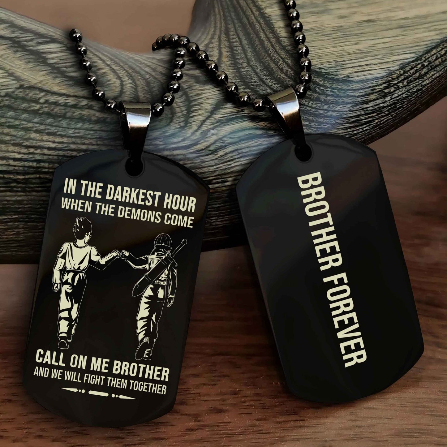 drb customizable engraved black dog tag double sided gift from brother, brother forevers