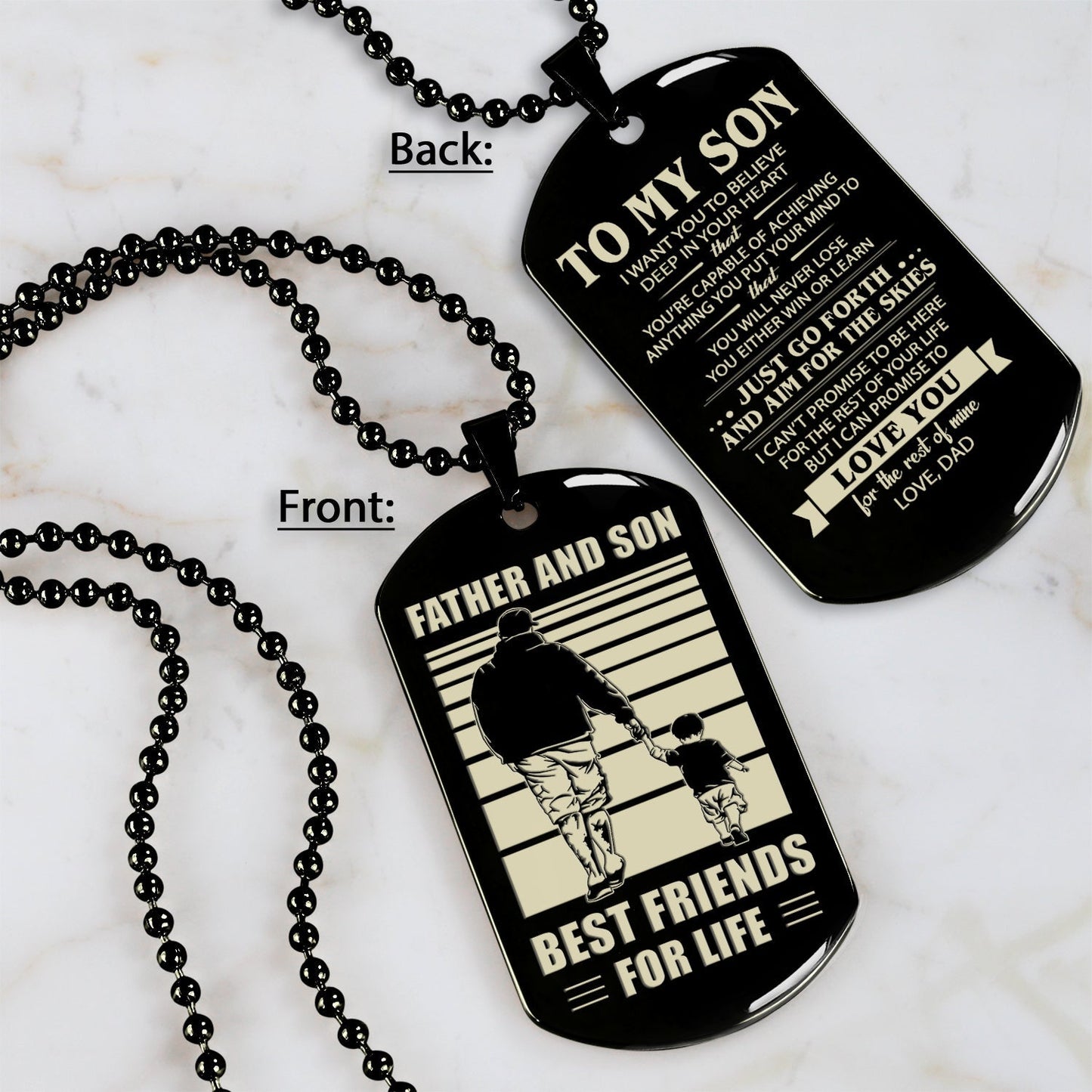hm12 - customizabled double sided dog tag father and son best friends for life