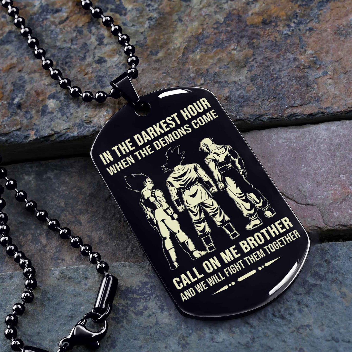 personalized one sided dog tag call on me brother and we will fight them together