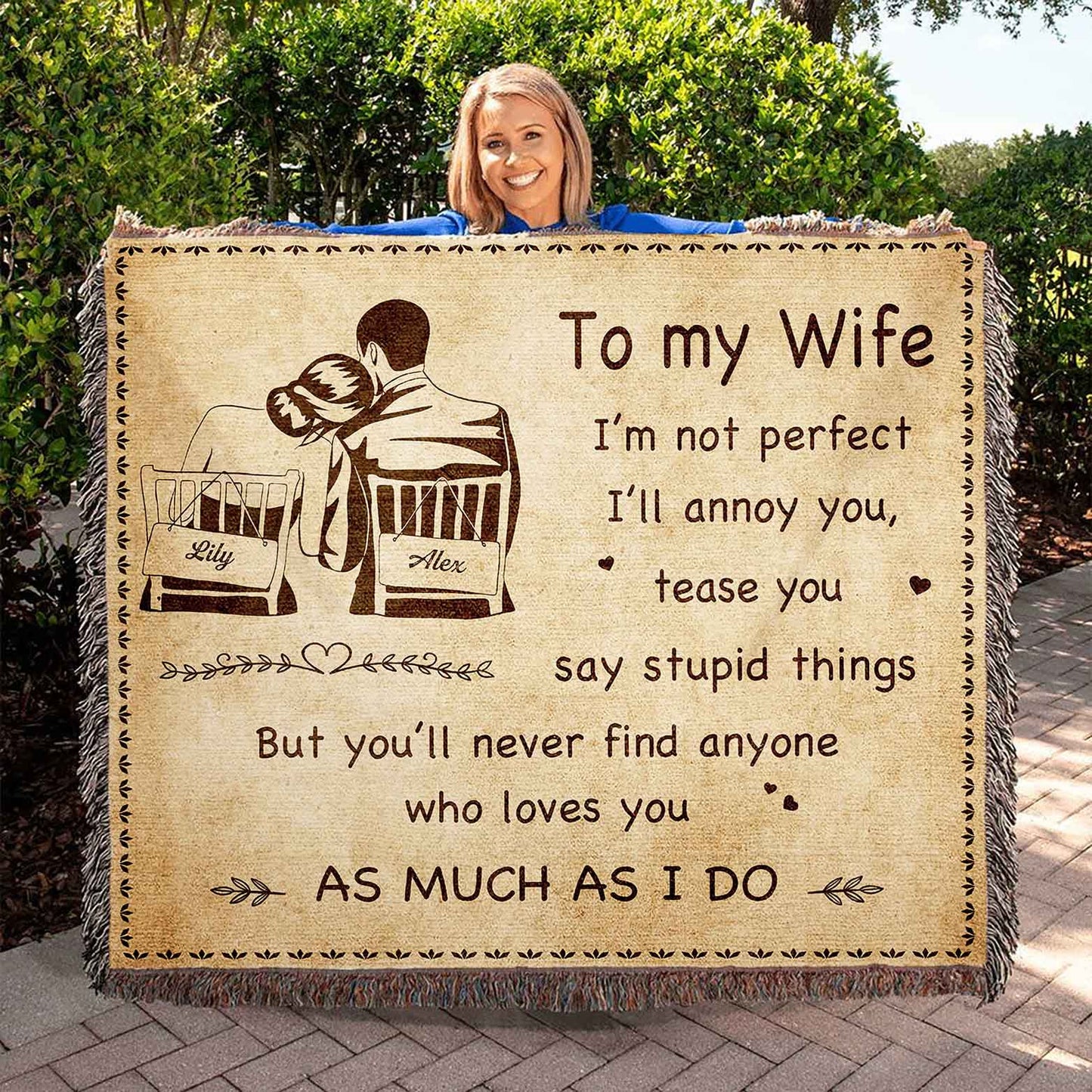 to my wife woven blanket i am not perfect gift for your wife