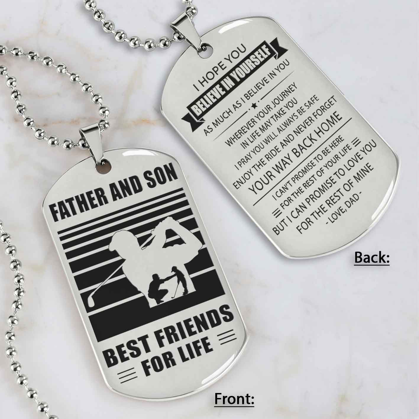 silver version basketball personalized double sided dog tag father and son best friends for life message on the back side