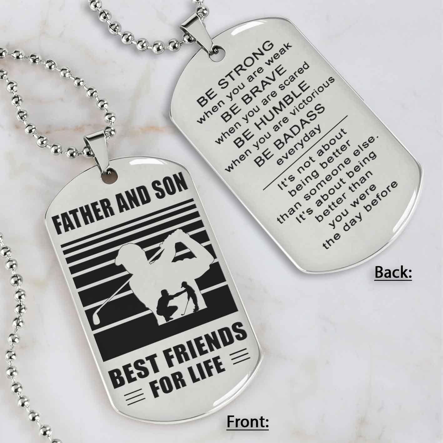 silver version basketball personalized double sided dog tag father and son best friends for life message on the back side