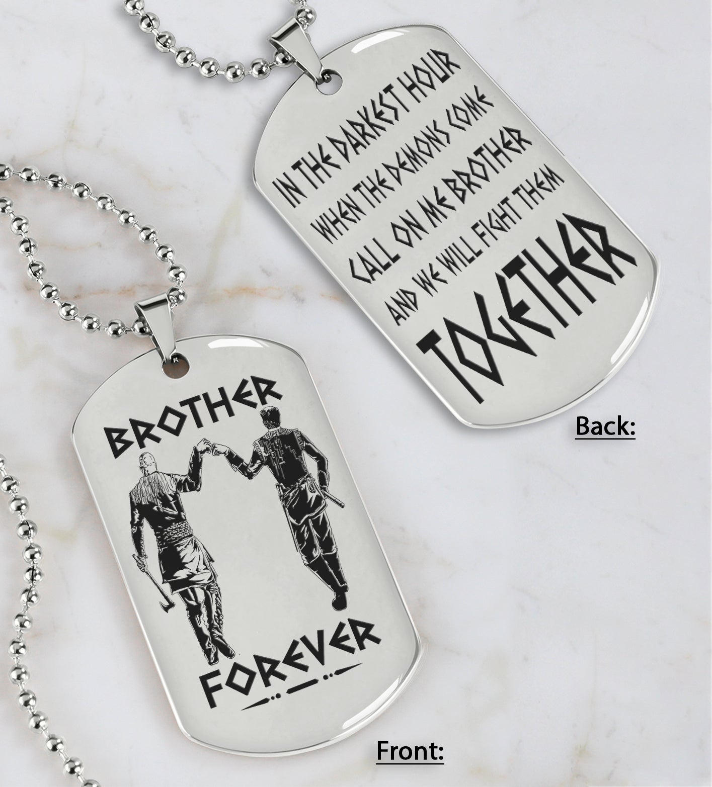 viking double side dog tag call on me brother and we will fight them together