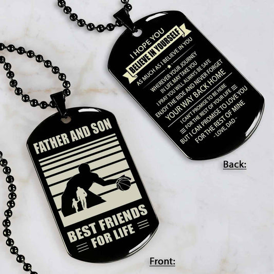 Basketball Personalized Double Sided Dog Tag Father And Son Best Friends For Life Message on the back side New Version