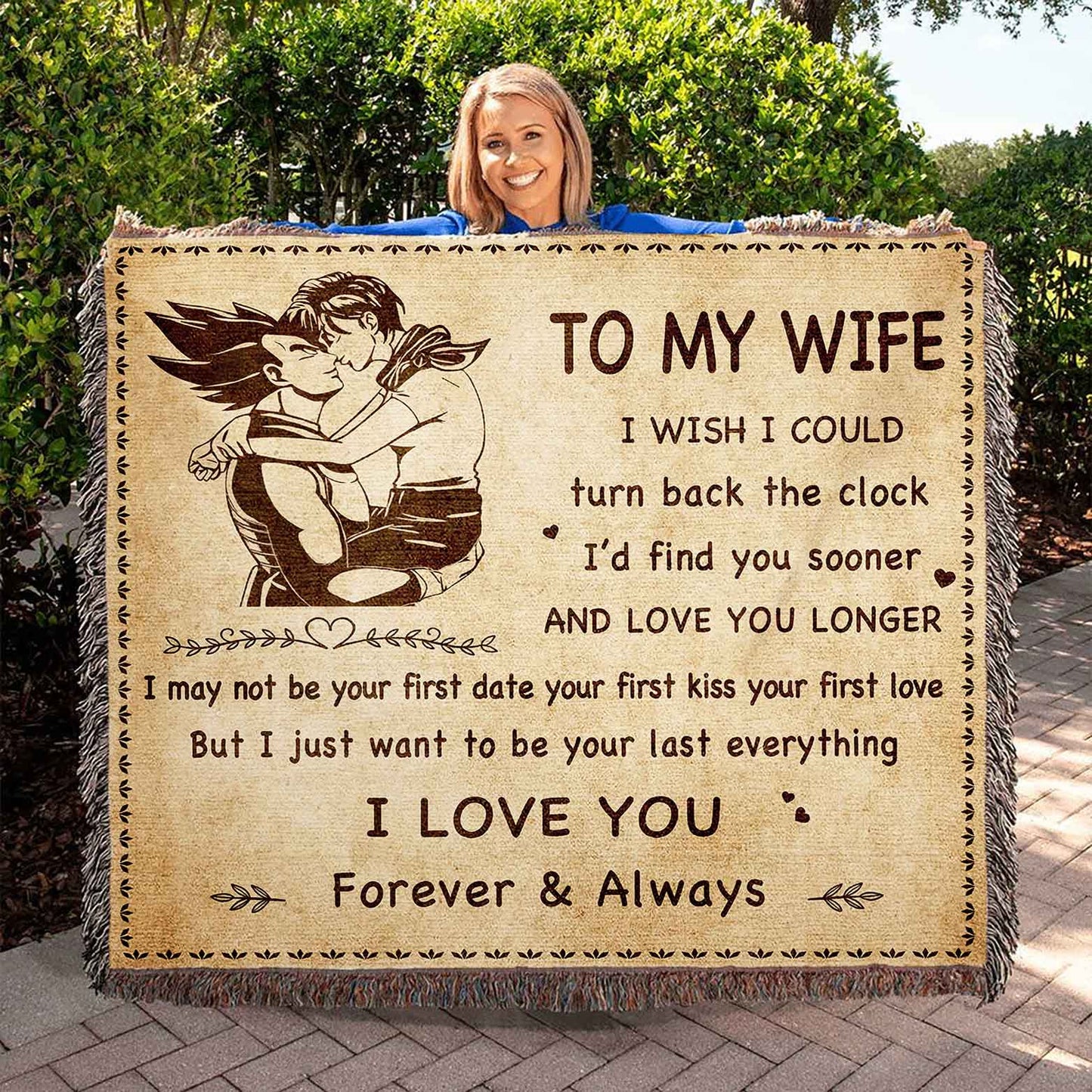 to my wife woven blanket i wish i could turn back the clock i love you forever and always gift for your wife