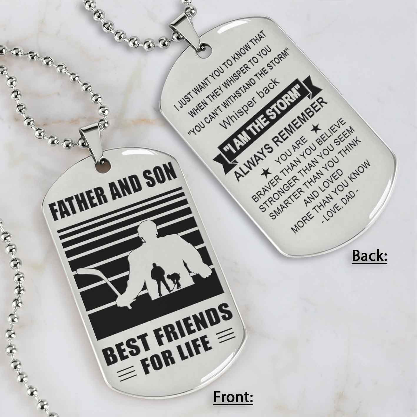 silver version basketball personalized double sided dog tag father and son best friends for life message on the back side