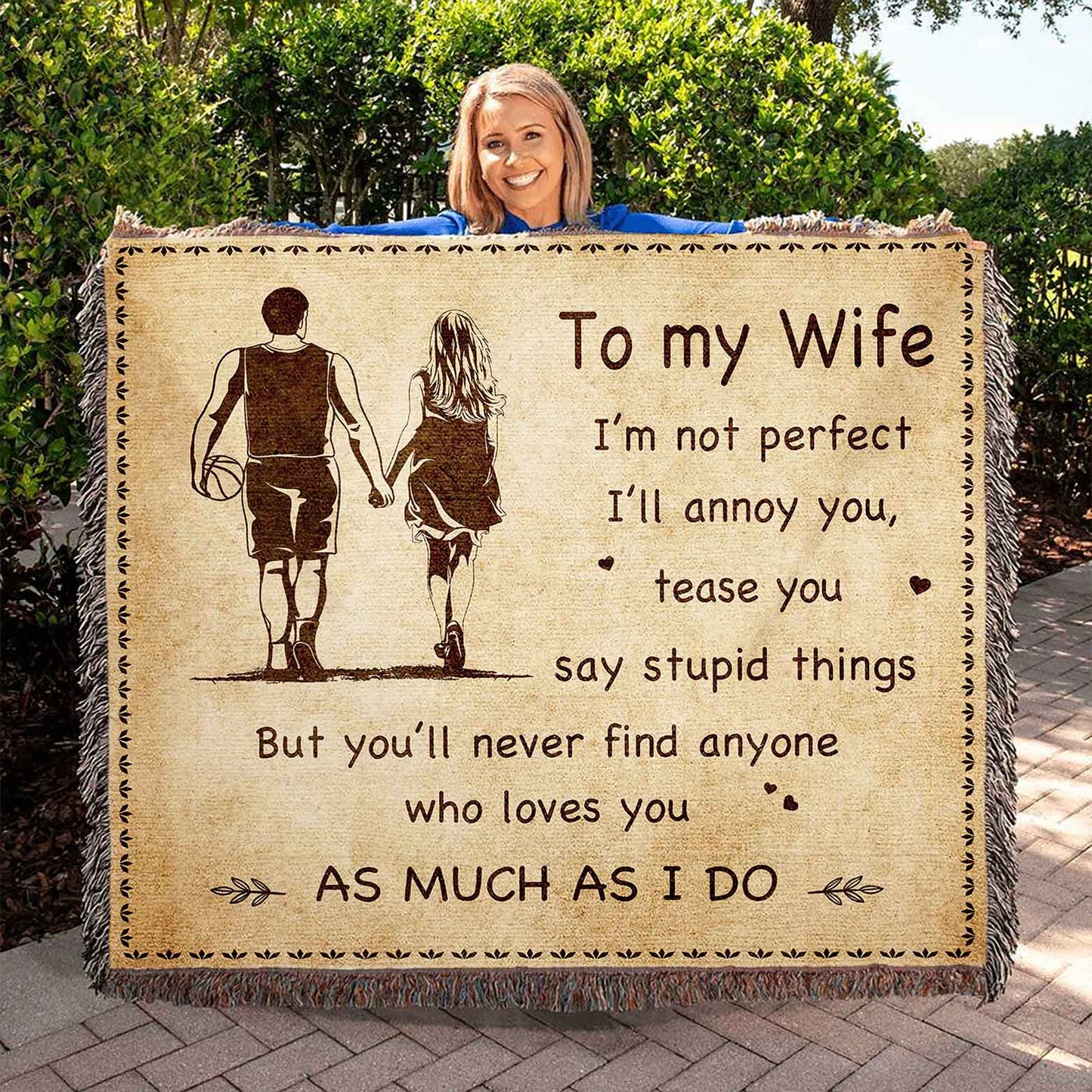 to my wife woven blanket i am not perfect gift for your wife