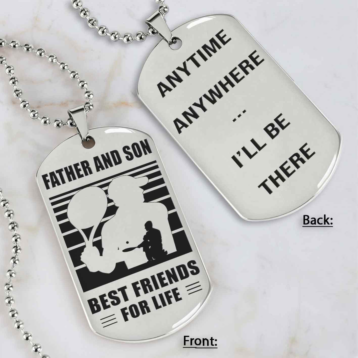 silver version basketball personalized double sided dog tag father and son best friends for life message on the back side