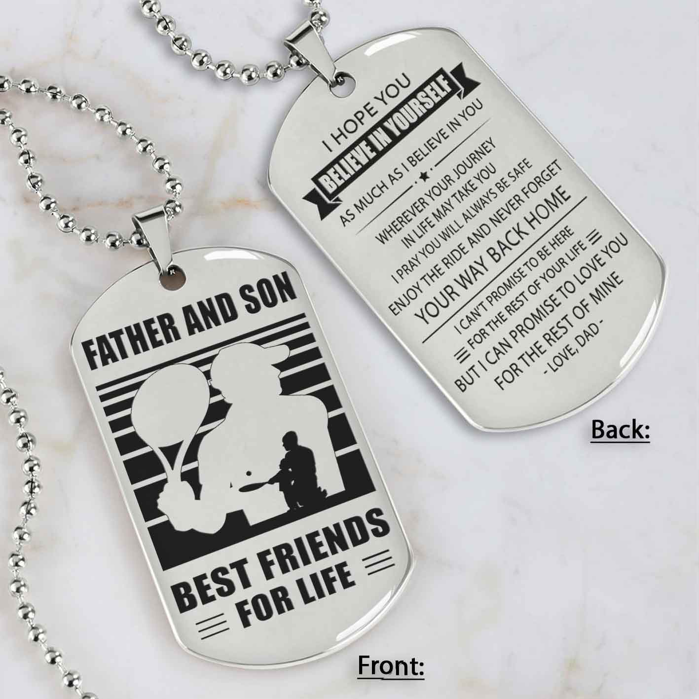 silver version basketball personalized double sided dog tag father and son best friends for life message on the back side