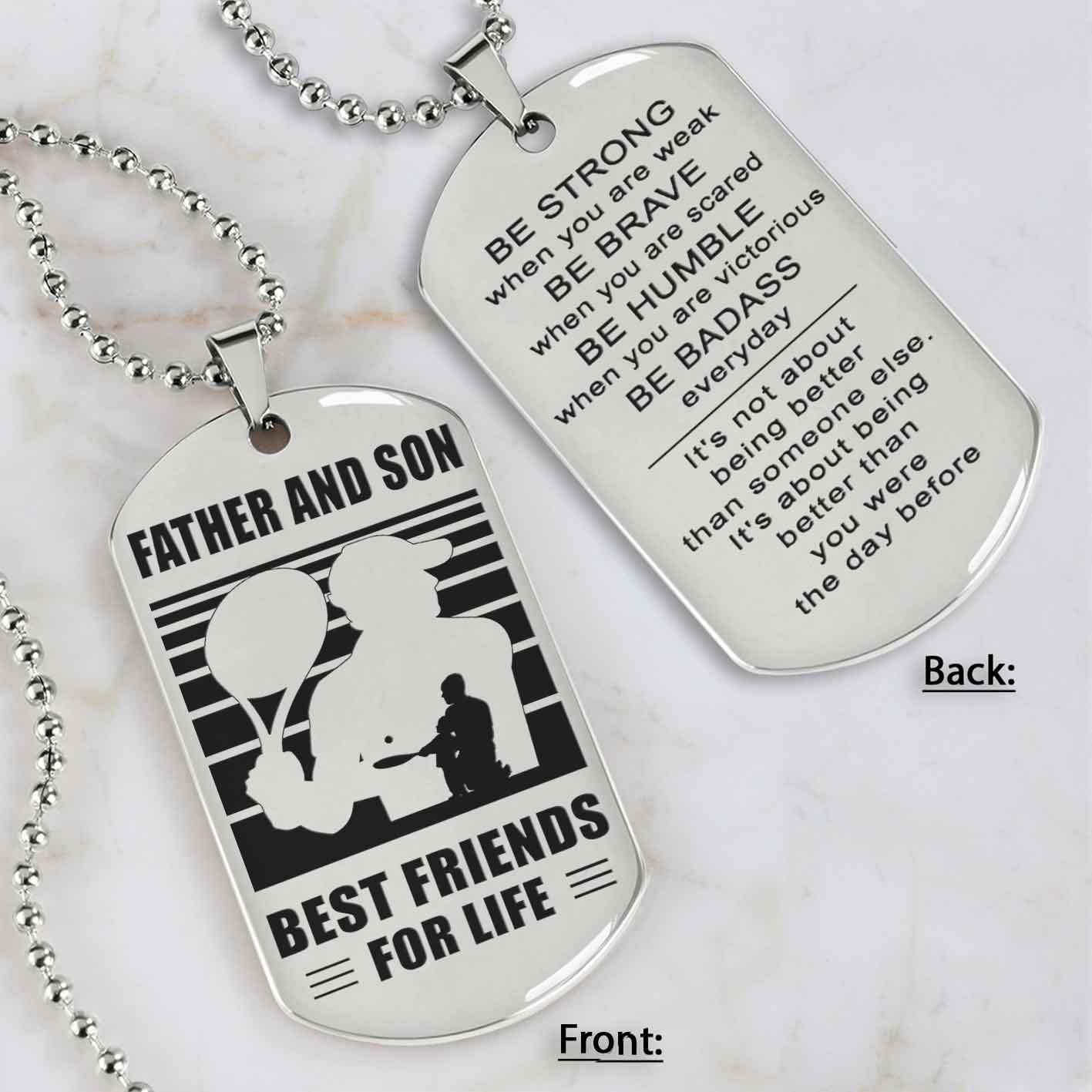 silver version basketball personalized double sided dog tag father and son best friends for life message on the back side