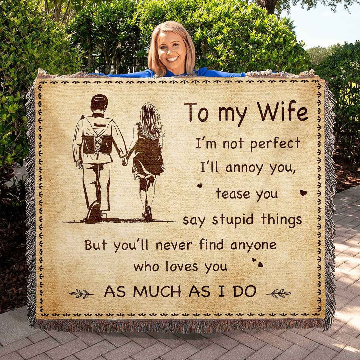 to my wife woven blanket i am not perfect gift for your wife