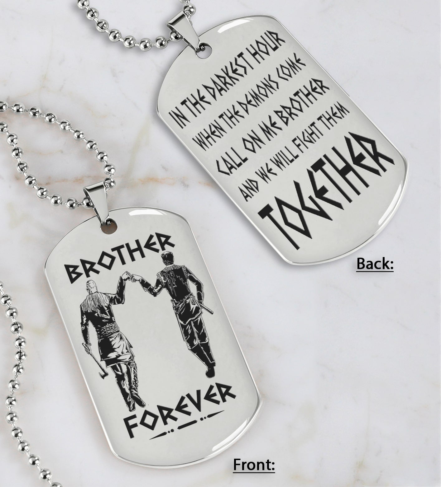 ver3w vikings customizable engraved black dog tag double sided gift from brother, brother forever