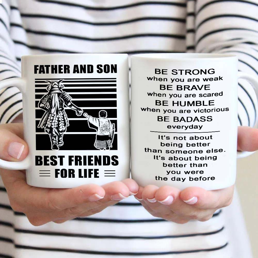 basketball be strong-personalized mug father and son best friends for life - message on the back side