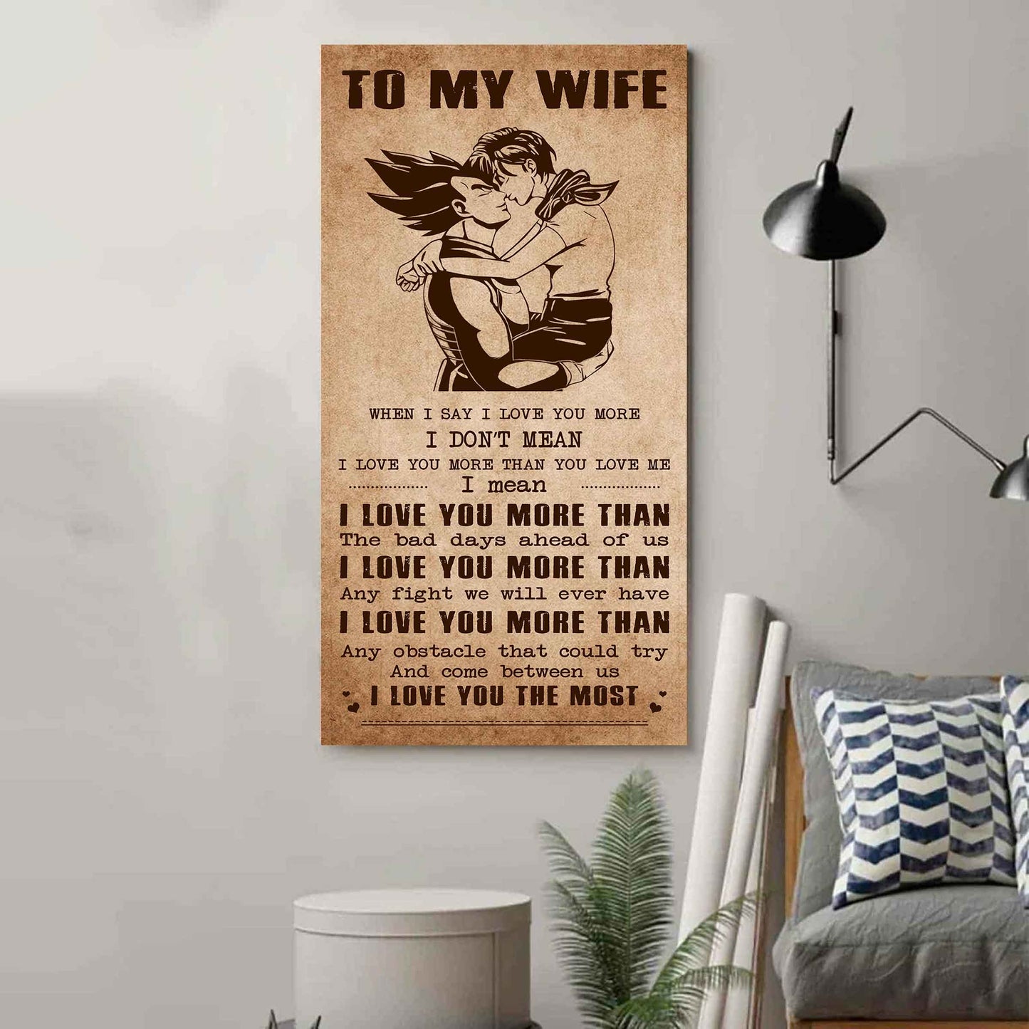 family poster canvas to my wife when i say i love you more - i love you the most gift for your wife