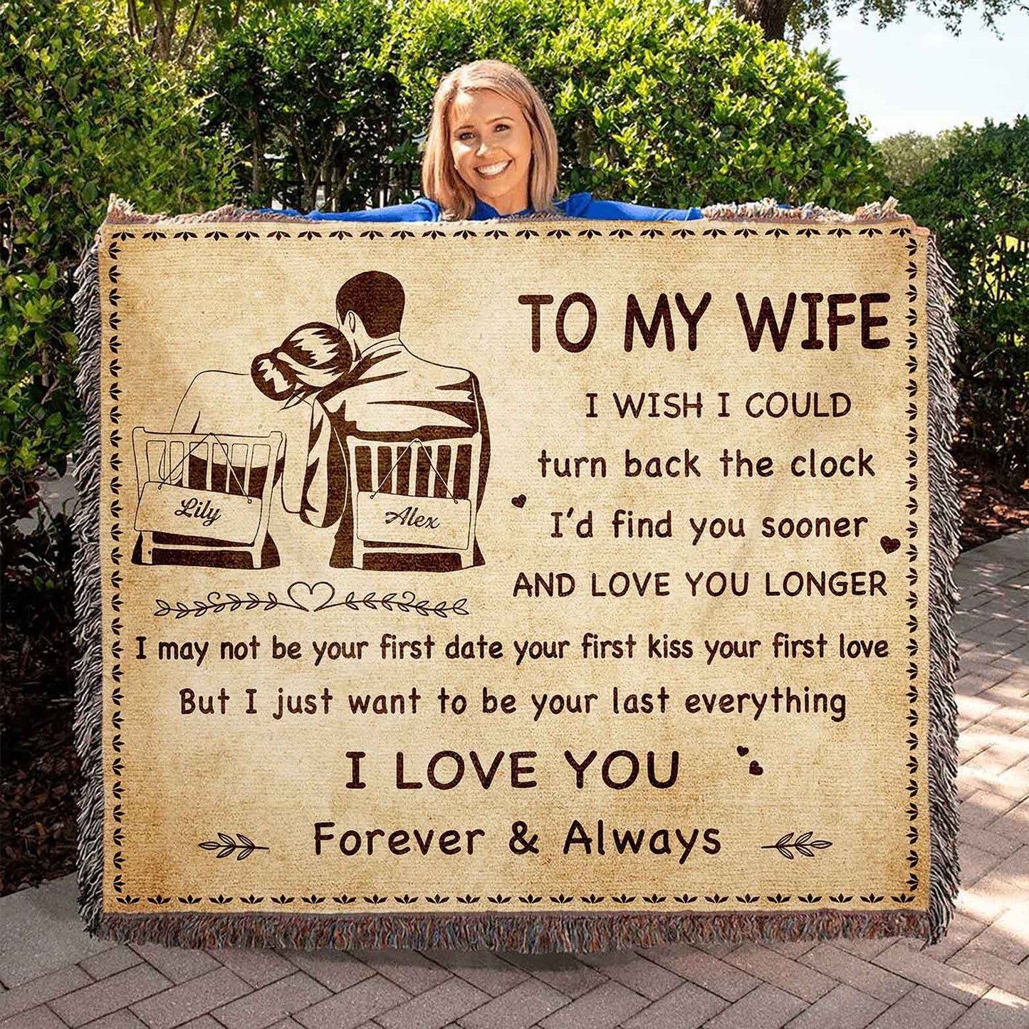 to my wife woven blanket i wish i could turn back the clock i love you forever and always gift for your wife