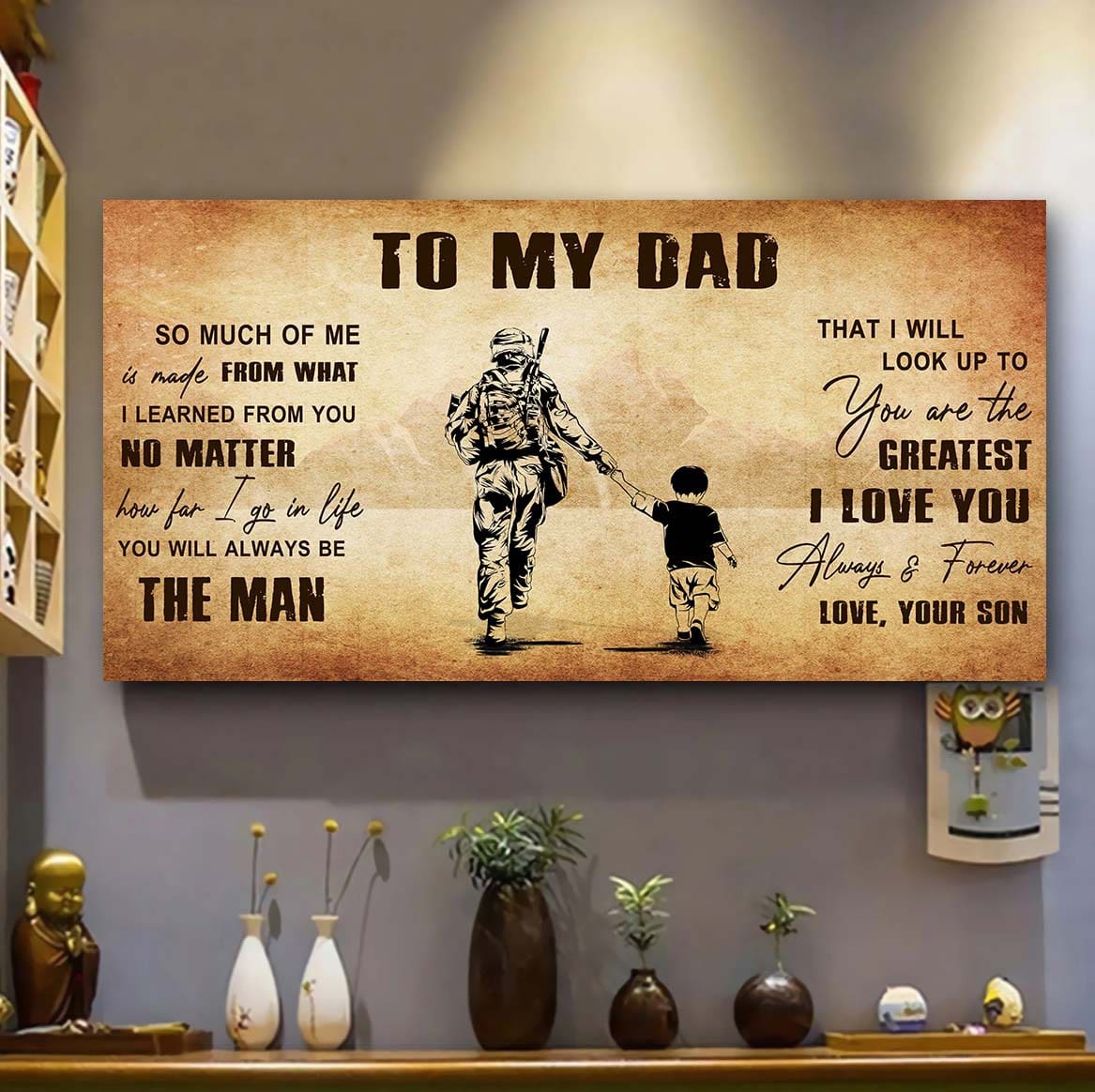 drb to my dad - you are the greatest i love you poster canvas gift for father from son
