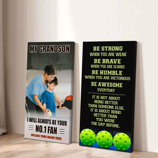 Baseball-My Grandson Be Strong When You Are Weak Be Awesome Everyday Set 2 Canvas Wall Art From Grandma To Grandson
