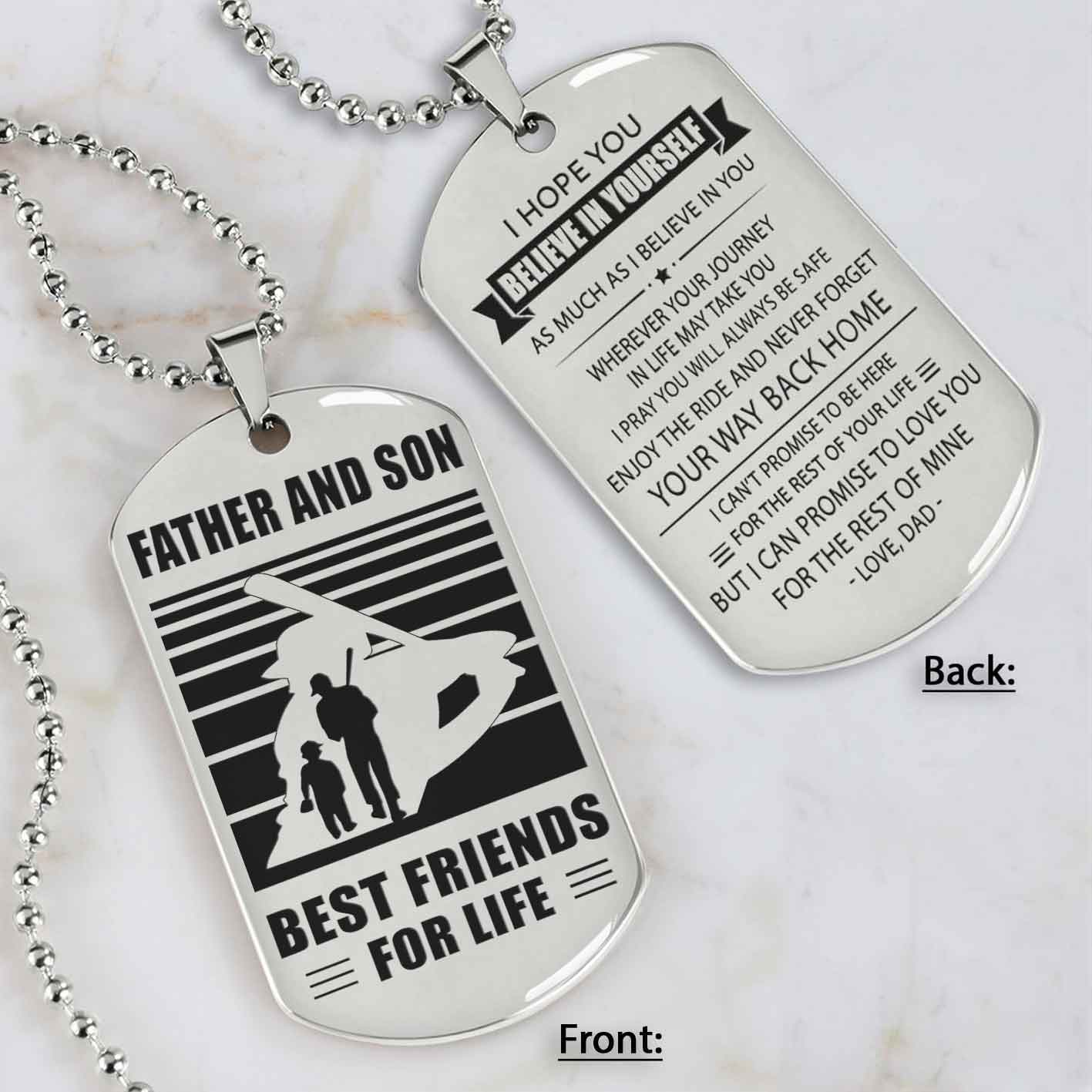 silver version basketball personalized double sided dog tag father and son best friends for life message on the back side
