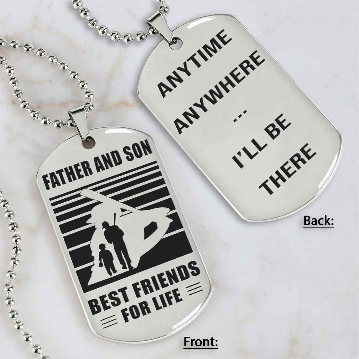 silver version basketball personalized double sided dog tag father and son best friends for life message on the back side