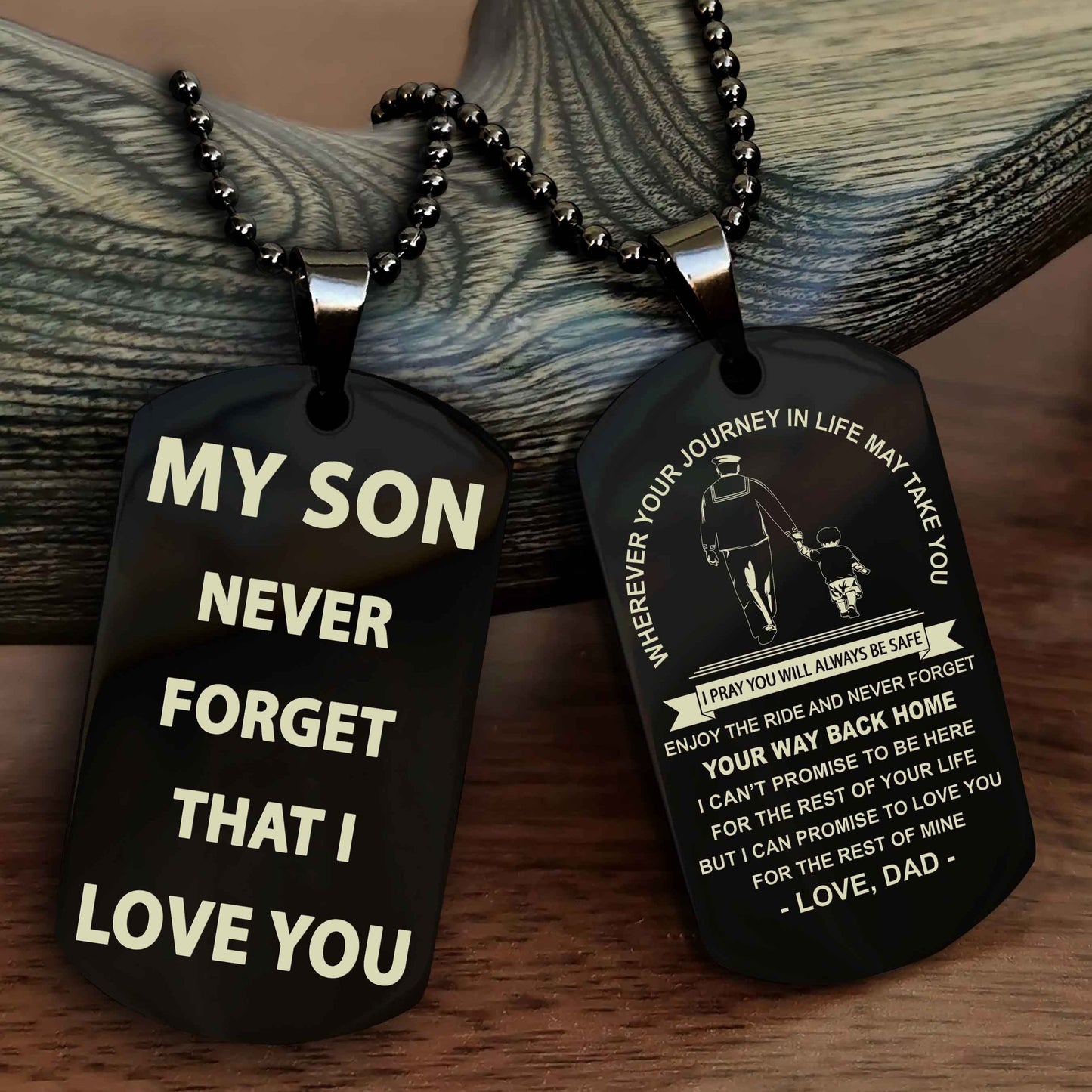 DRB Double Sided Dog Tag To My Son Never Forget That I Love You - Gift For Son Never Forget Your Way Back Home