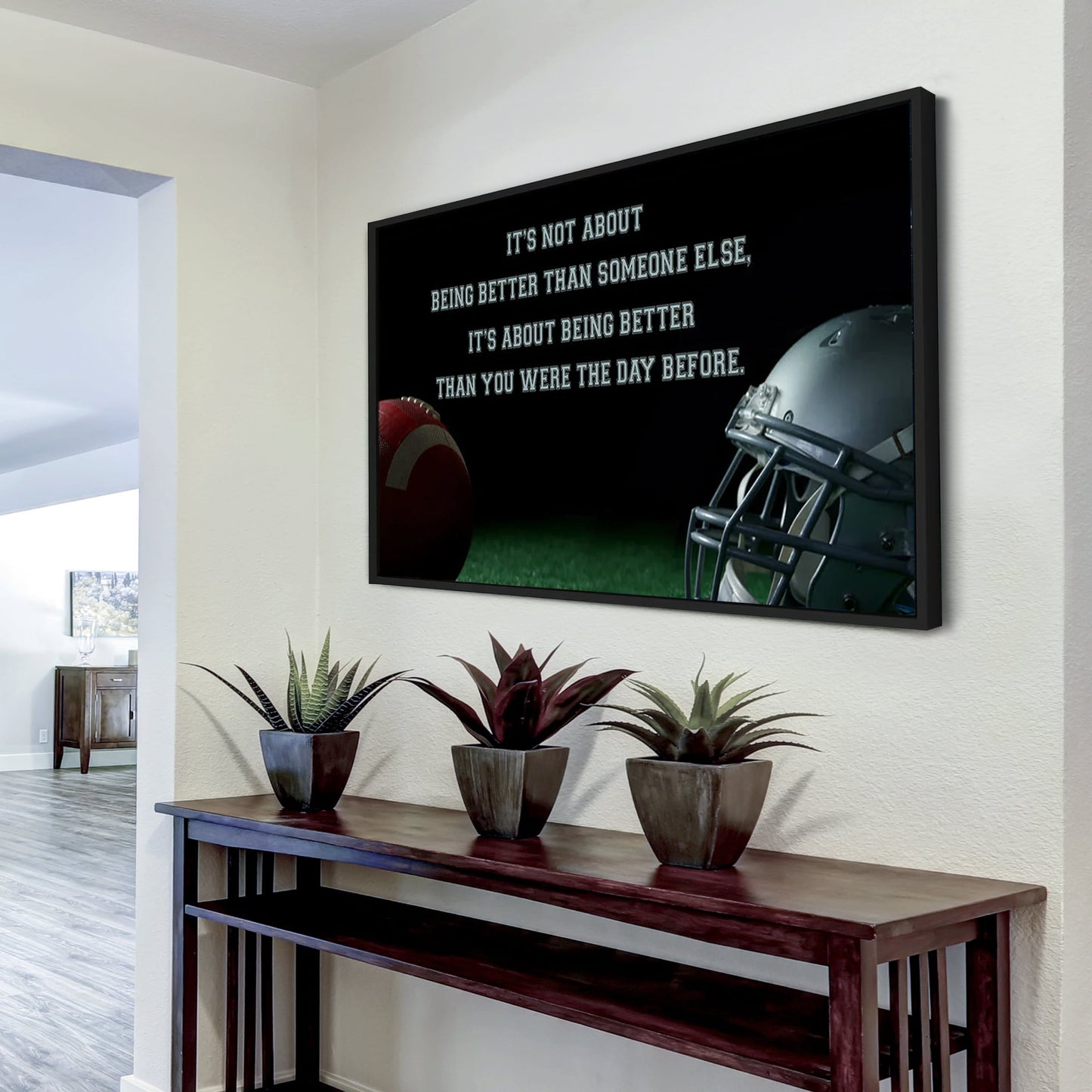 american football customizable poster canvas - it is not about better than someone else, it is about being better than you were the day before