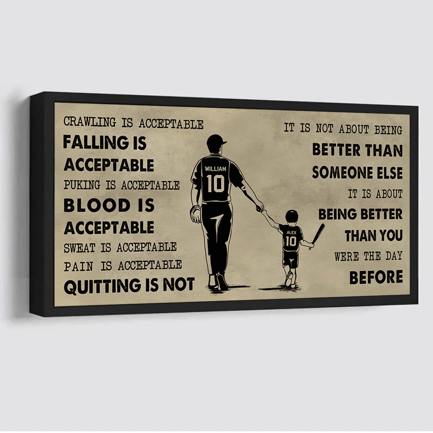soccer poster canvas from dad to son quitting is not - it is not about being better than someone else