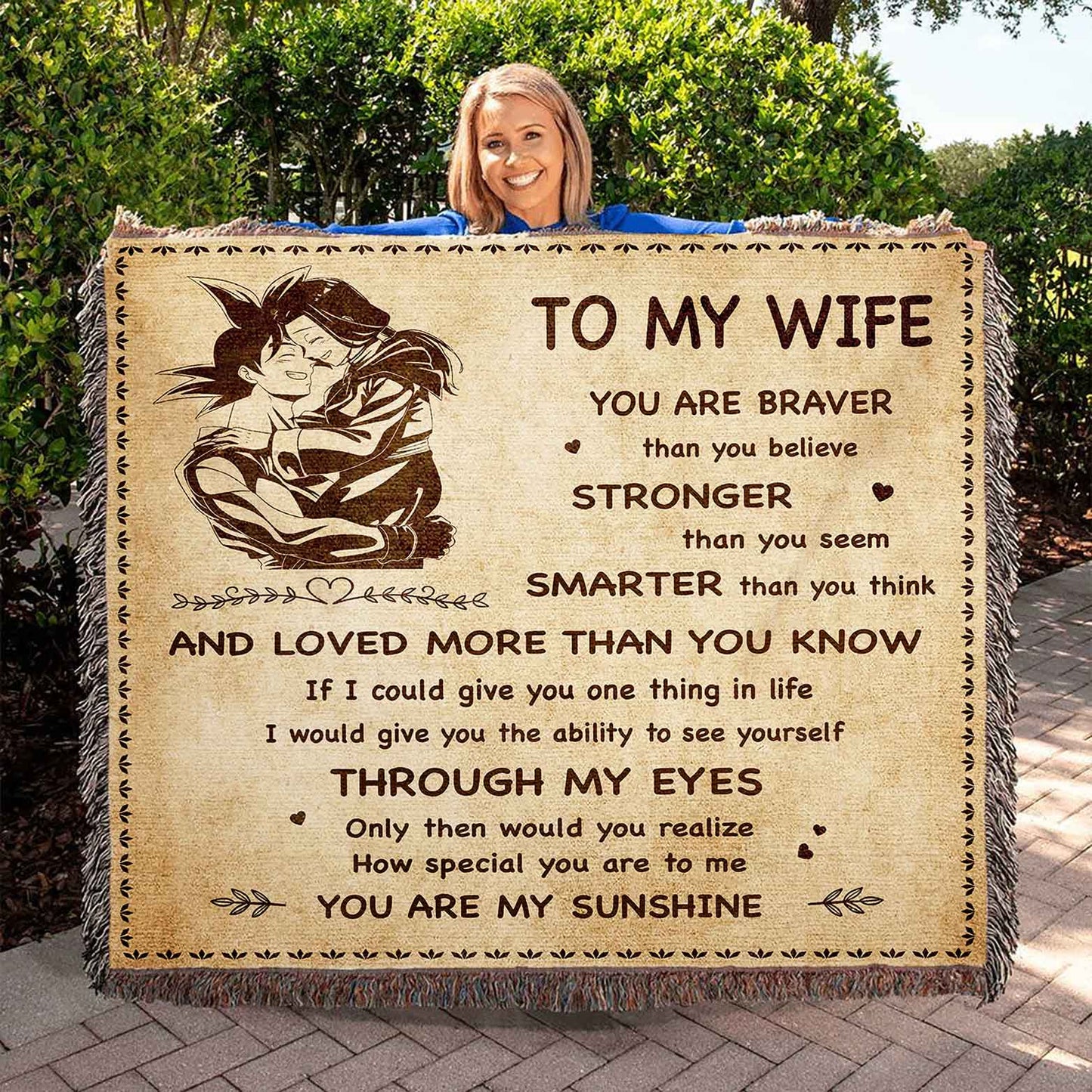 to my wife woven blanket you are braver than you believe you are my sunshine gift for your wife