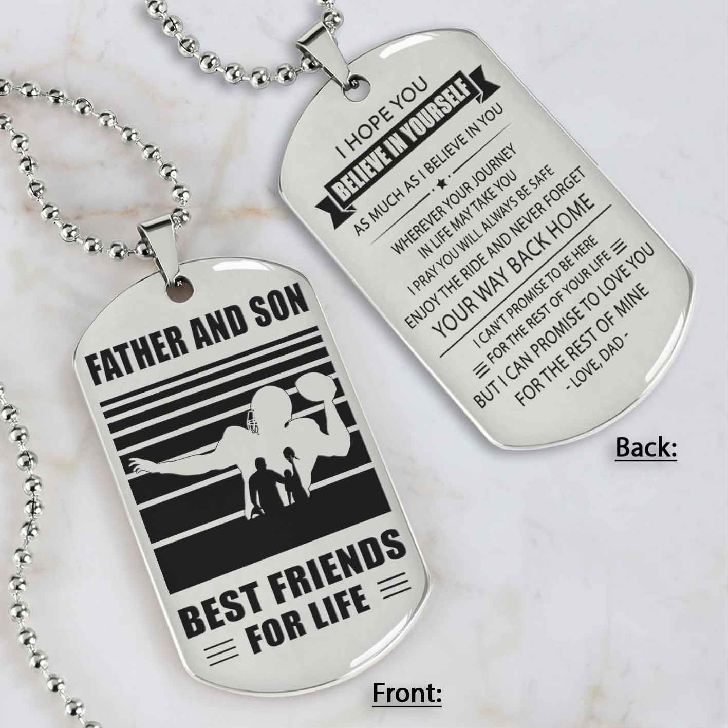 silver version basketball personalized double sided dog tag father and son best friends for life message on the back side