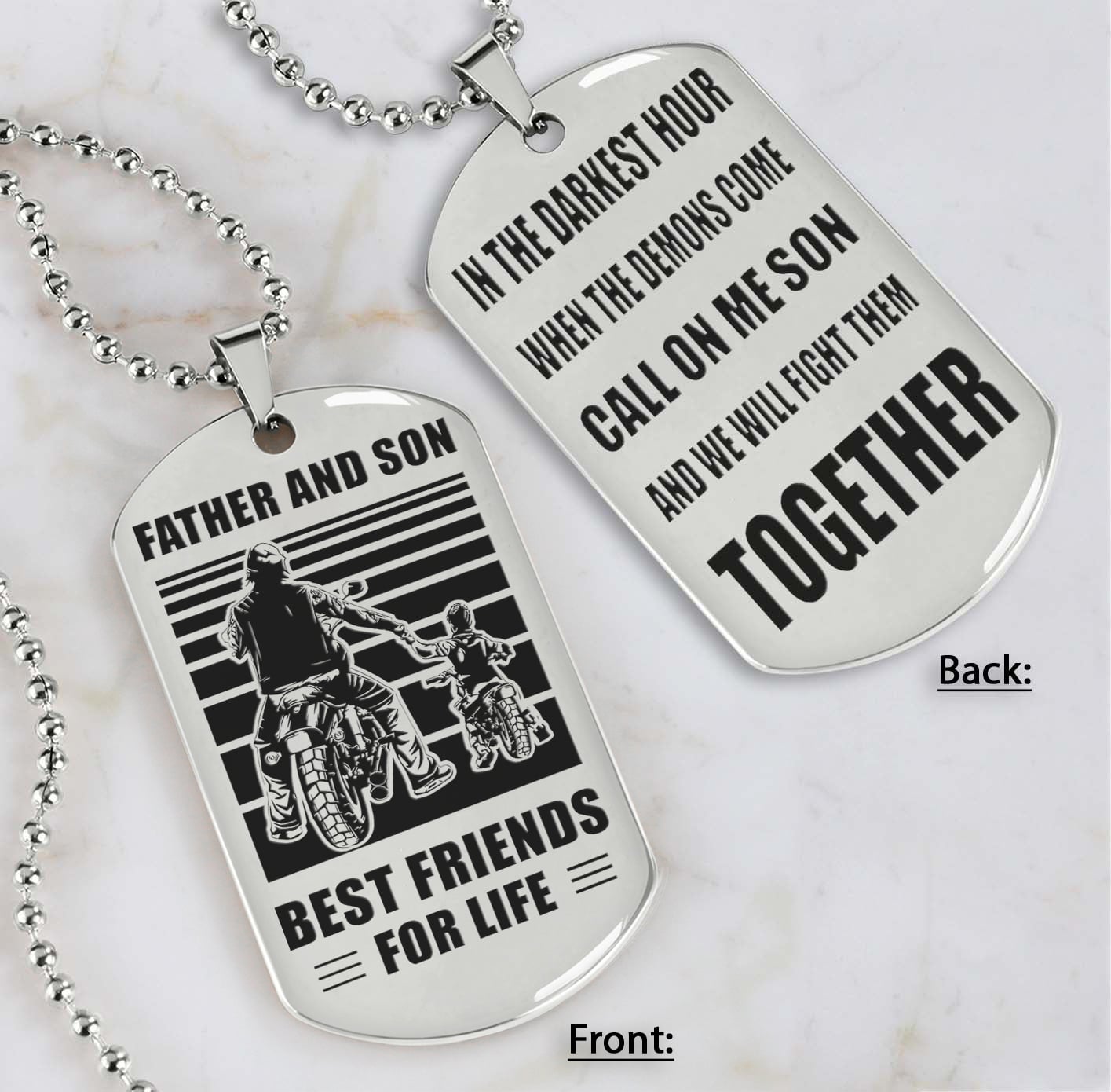 samurai personalized double sided dog tag call on me son and we will fight them together gifts for your son from dad
