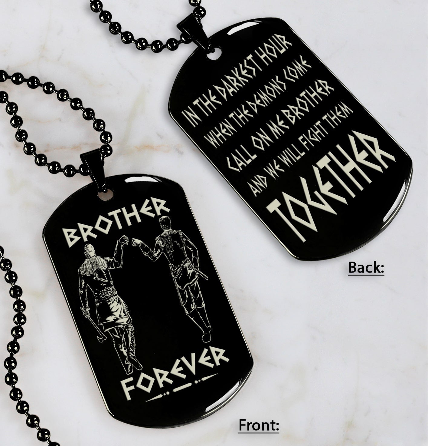 ver3w vikings customizable engraved black dog tag double sided gift from brother, brother forever