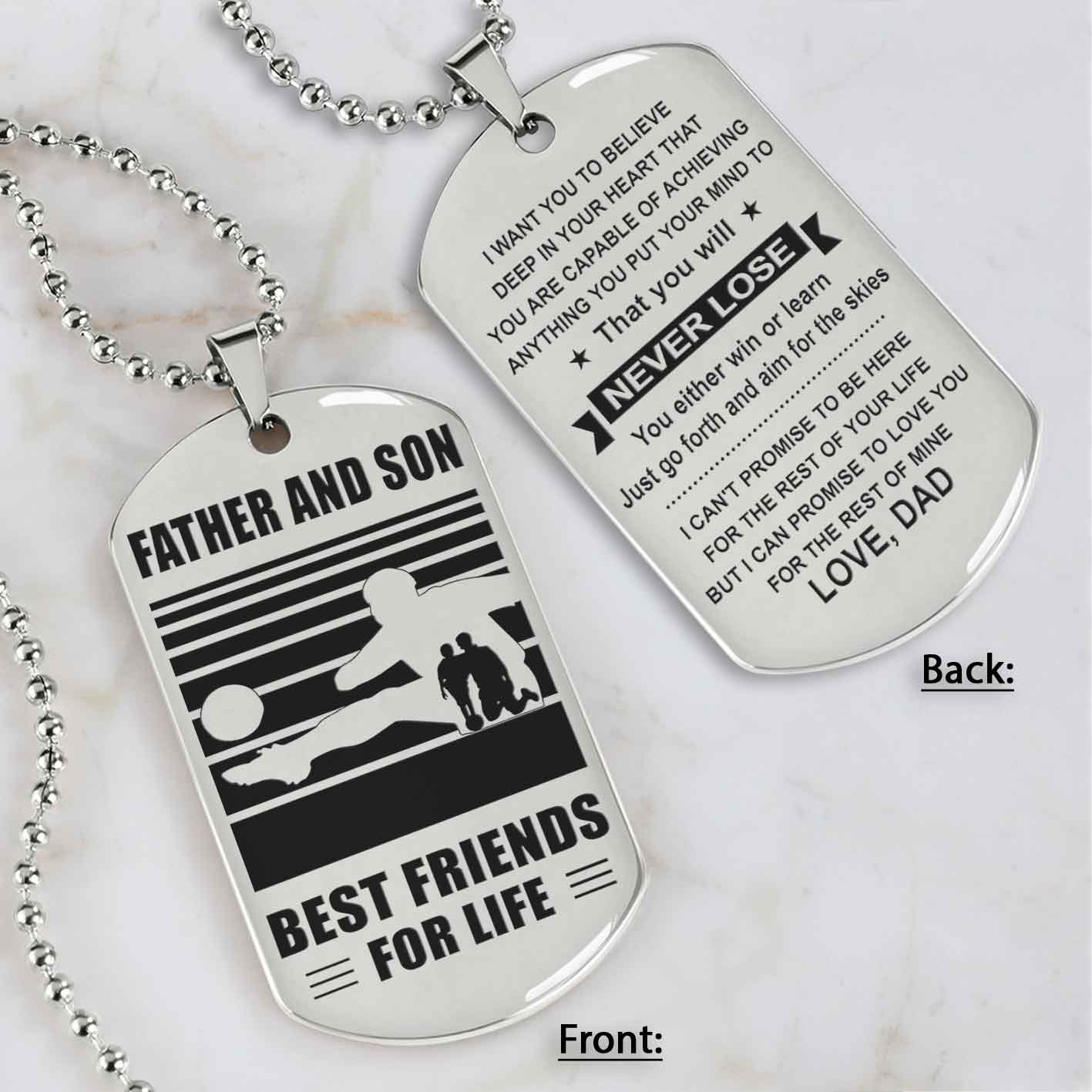 silver version basketball personalized double sided dog tag father and son best friends for life message on the back side