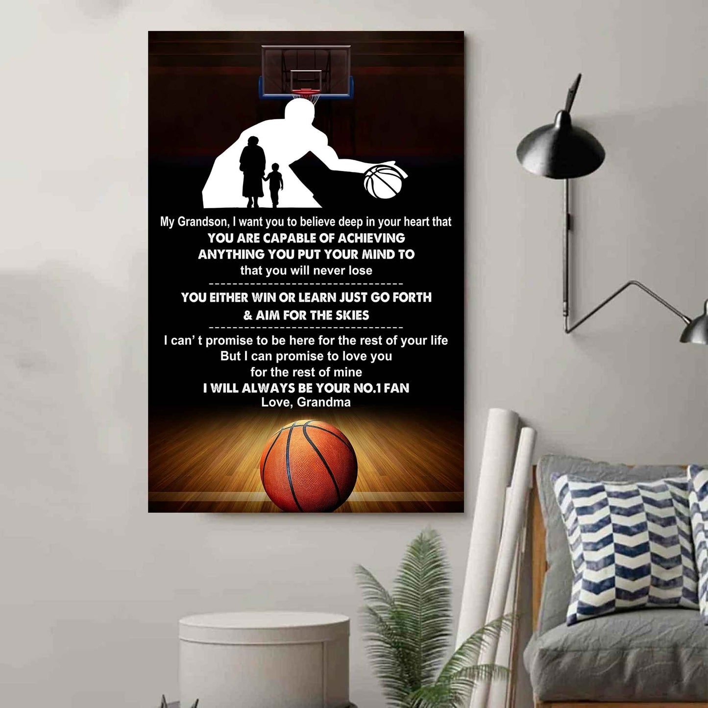 Sport Poster Canvas Grandma To Grandson - That You Will Never Lose You Either Win Or Learn I Will Always Your No 1 Fan