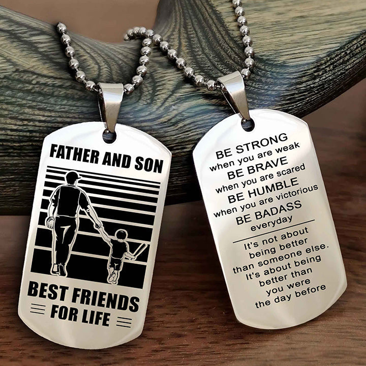 Cowboy Personalized Double Sided Dog Tag To My Son I Love You - Be Strong When You Are Weak Gift From Dad To Son