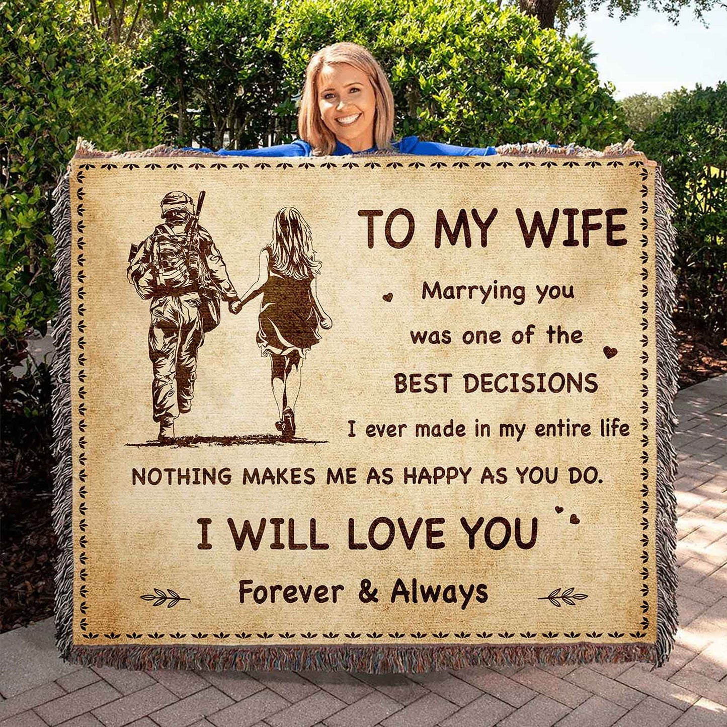 to my wife woven blanket marrying you was one of the best decision gift for your wife