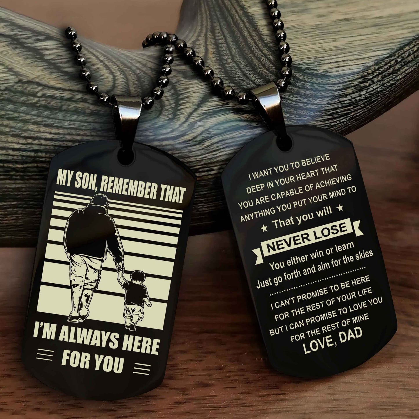 DRB Personalized Double Sided Dog Tag My Son Remember That I Will Always Here You Will Never Lose You Either Win Or Learn