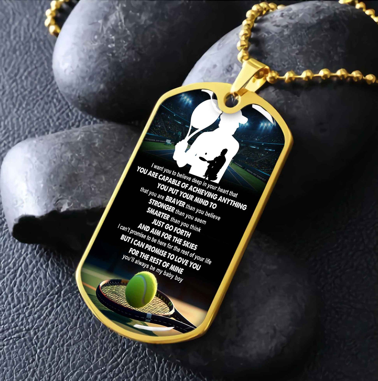 sport military chain 18k gold plated silver plated to my son from dad motivation message