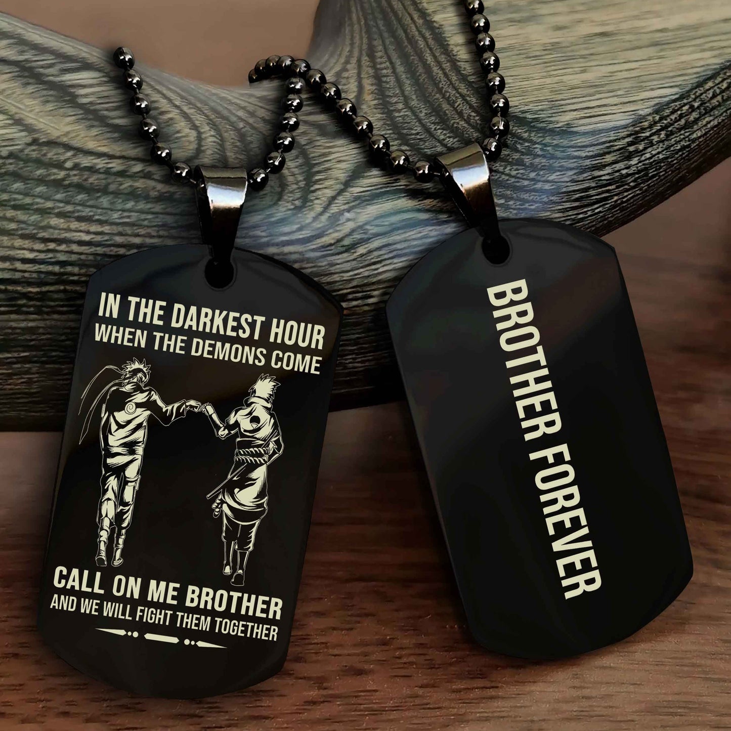 drb customizable engraved black dog tag double sided gift from brother, brother forevers