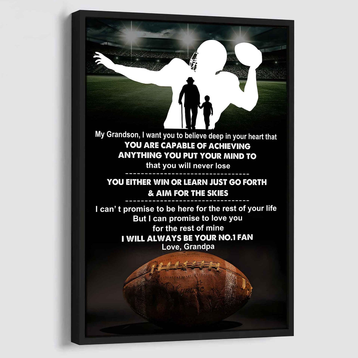 Sport Poster Canvas Granpa To Grandson - That You Will Never Lose You Either Win Or Learn I Will Always Your No 1 Fan