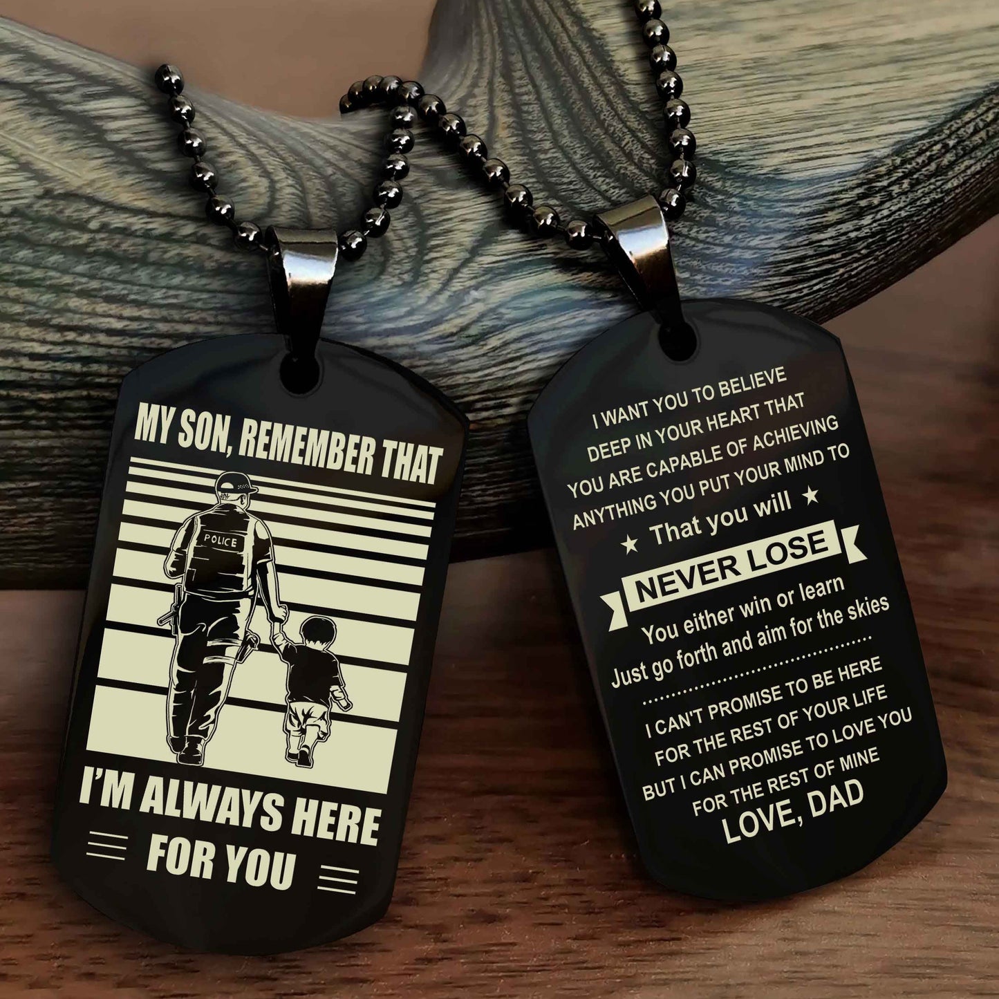 DRB Personalized Double Sided Dog Tag My Son Remember That I Will Always Here You Will Never Lose You Either Win Or Learn