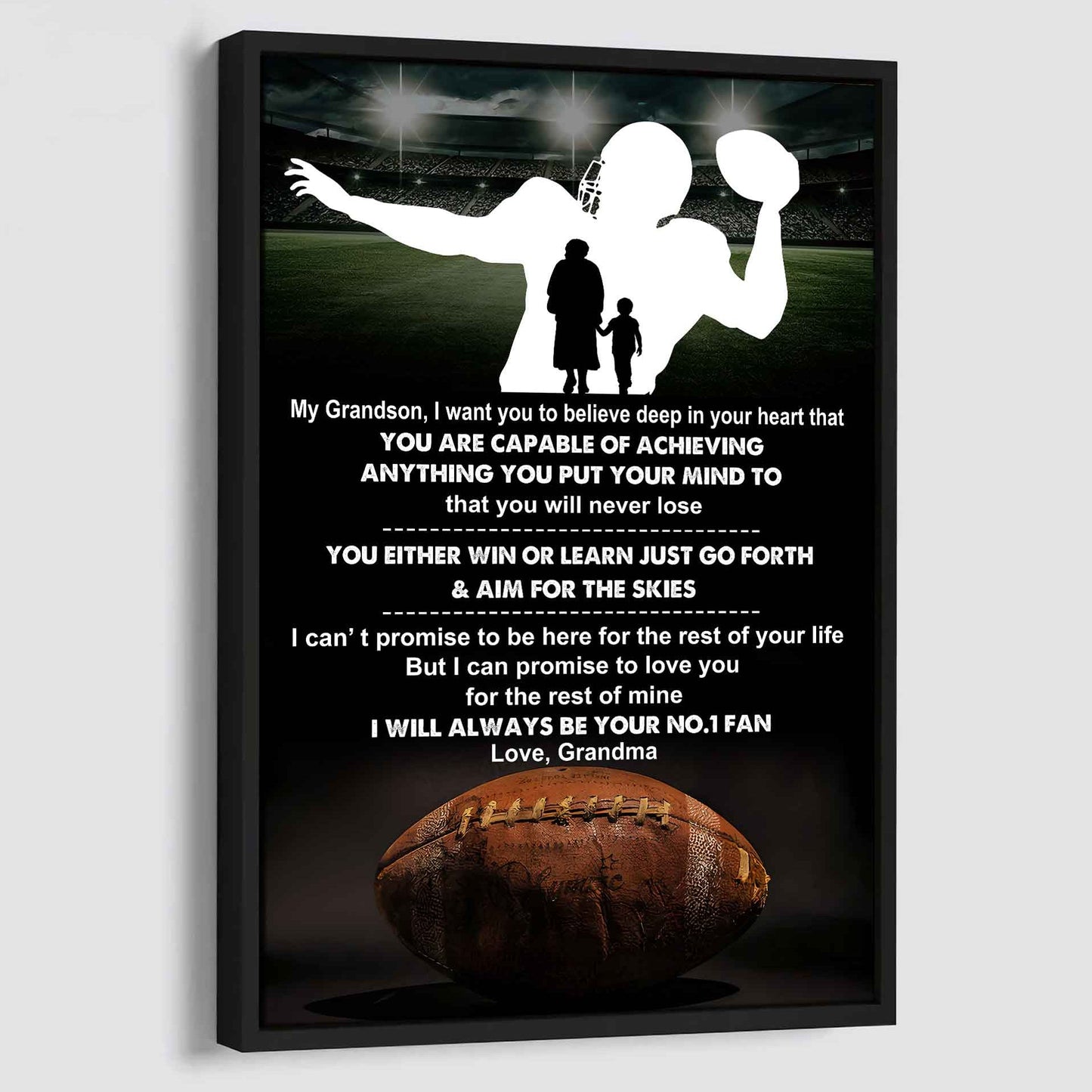 Sport Poster Canvas Grandma To Grandson - That You Will Never Lose You Either Win Or Learn I Will Always Your No 1 Fan