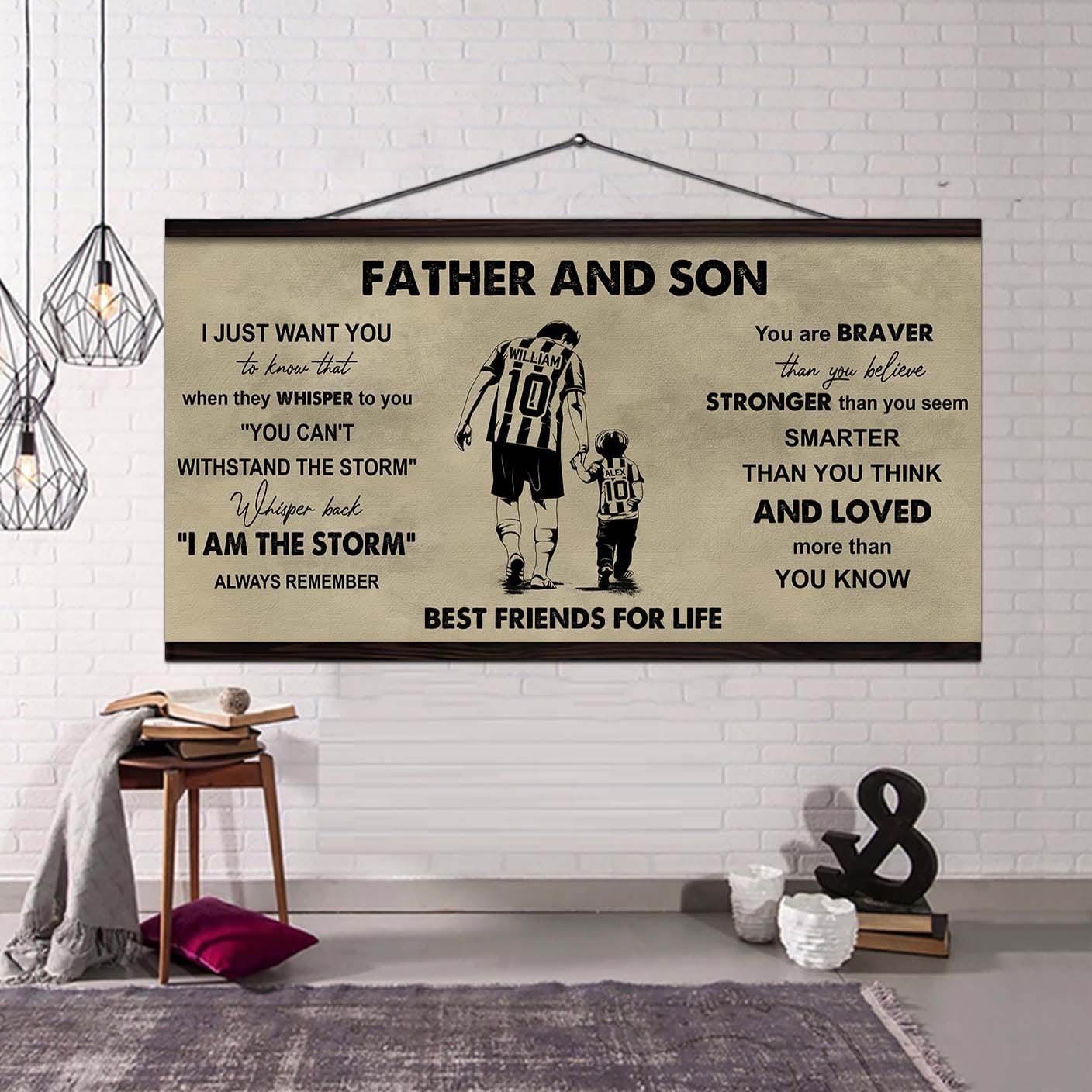 hockey father and son best friends for life - i am the storm poster canvas gift for son from father