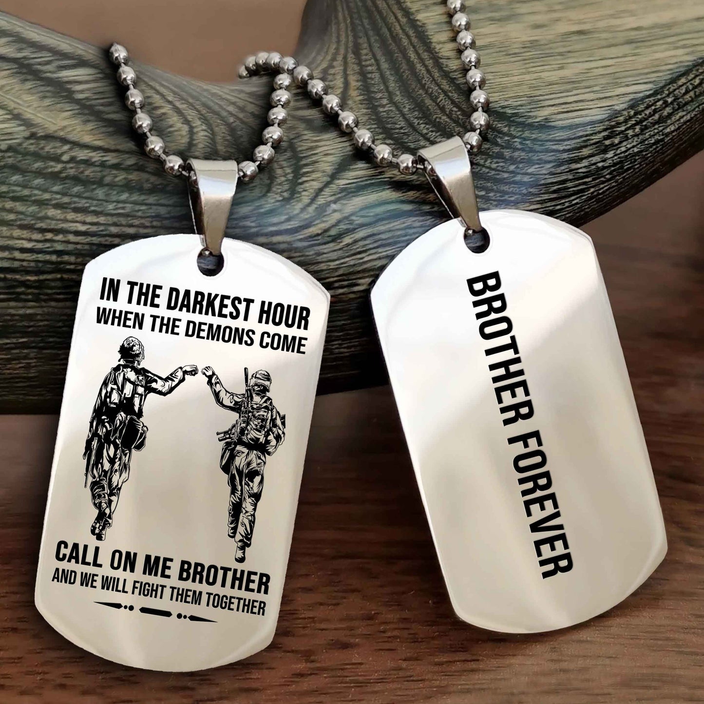 drb customizable engraved black dog tag double sided gift from brother, brother forevers