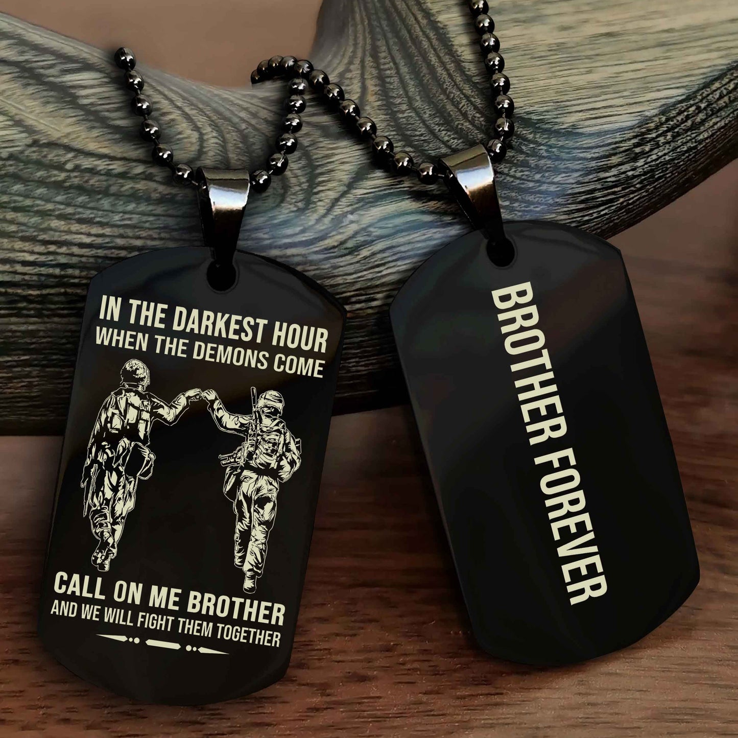 drb customizable engraved black dog tag double sided gift from brother, brother forevers