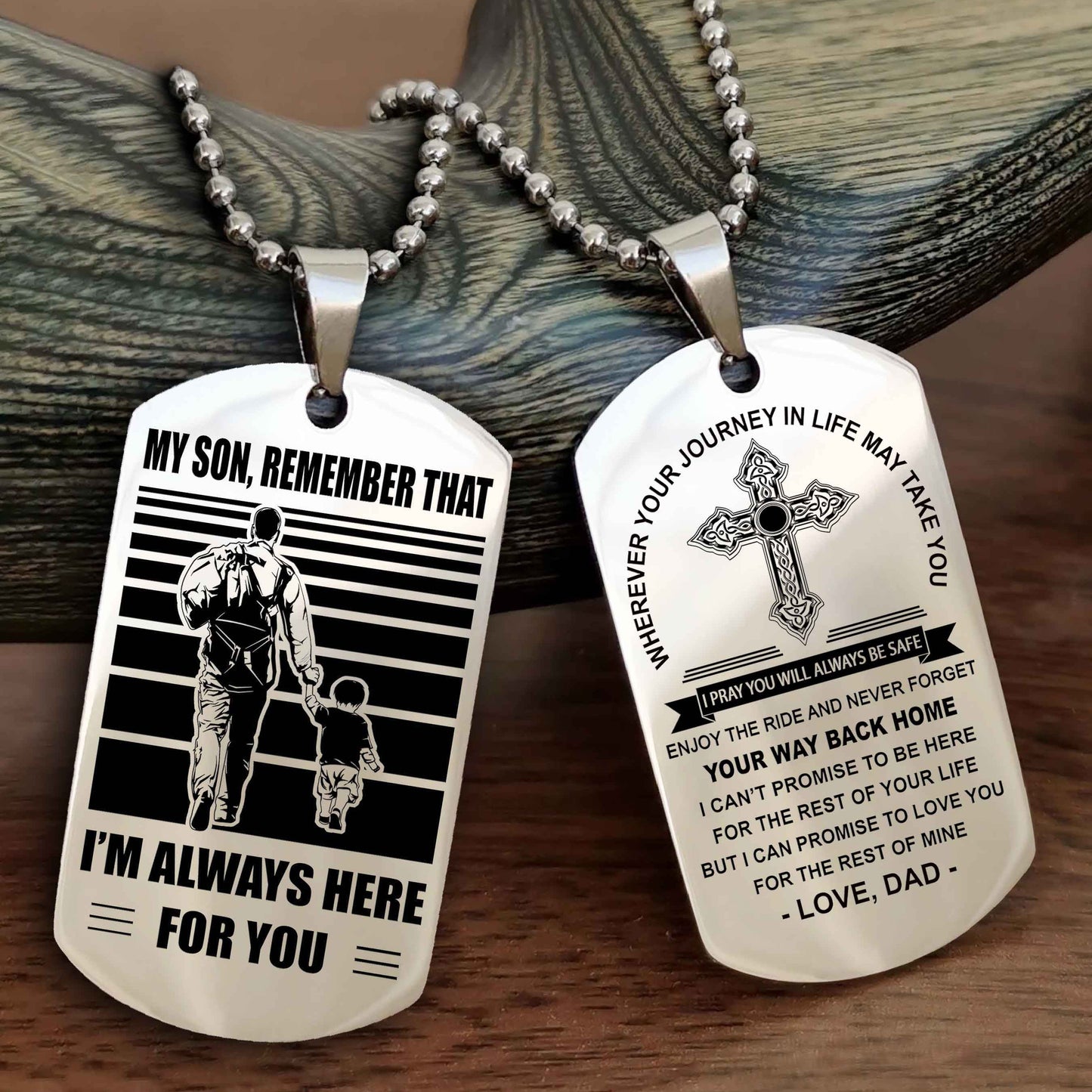 drb cross double sided dog tag my son remember that - gift for son enjoy the ride never forget your way back home