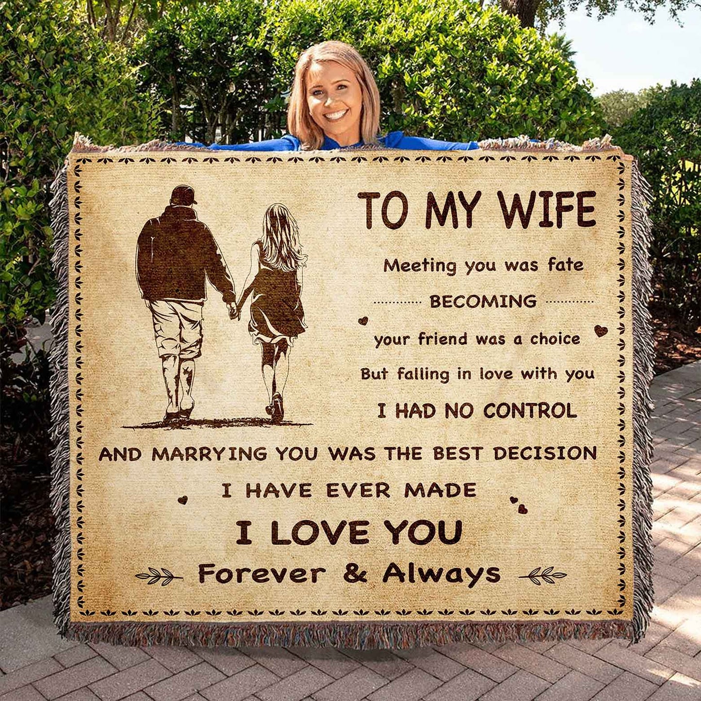 to my wife woven blanket meeting you was fate i love you forever and always gift for your wife