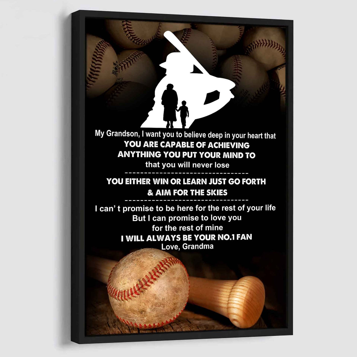 Sport Poster Canvas Grandma To Grandson - That You Will Never Lose You Either Win Or Learn I Will Always Your No 1 Fan