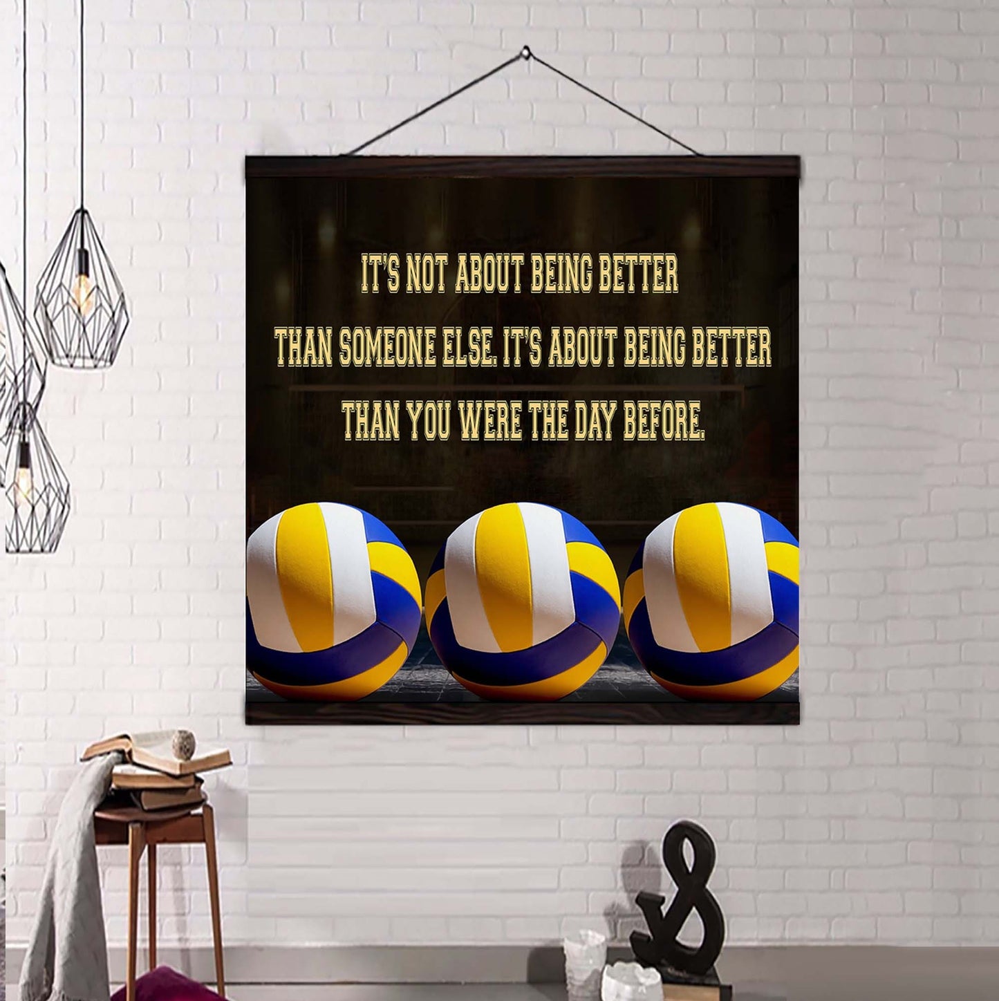 basketball square poster canvas it's not about being better than someone else it's about being better than you were the day before