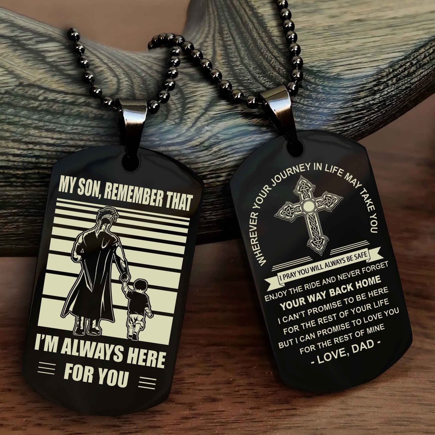 drb cross double sided dog tag my son remember that - gift for son enjoy the ride never forget your way back home