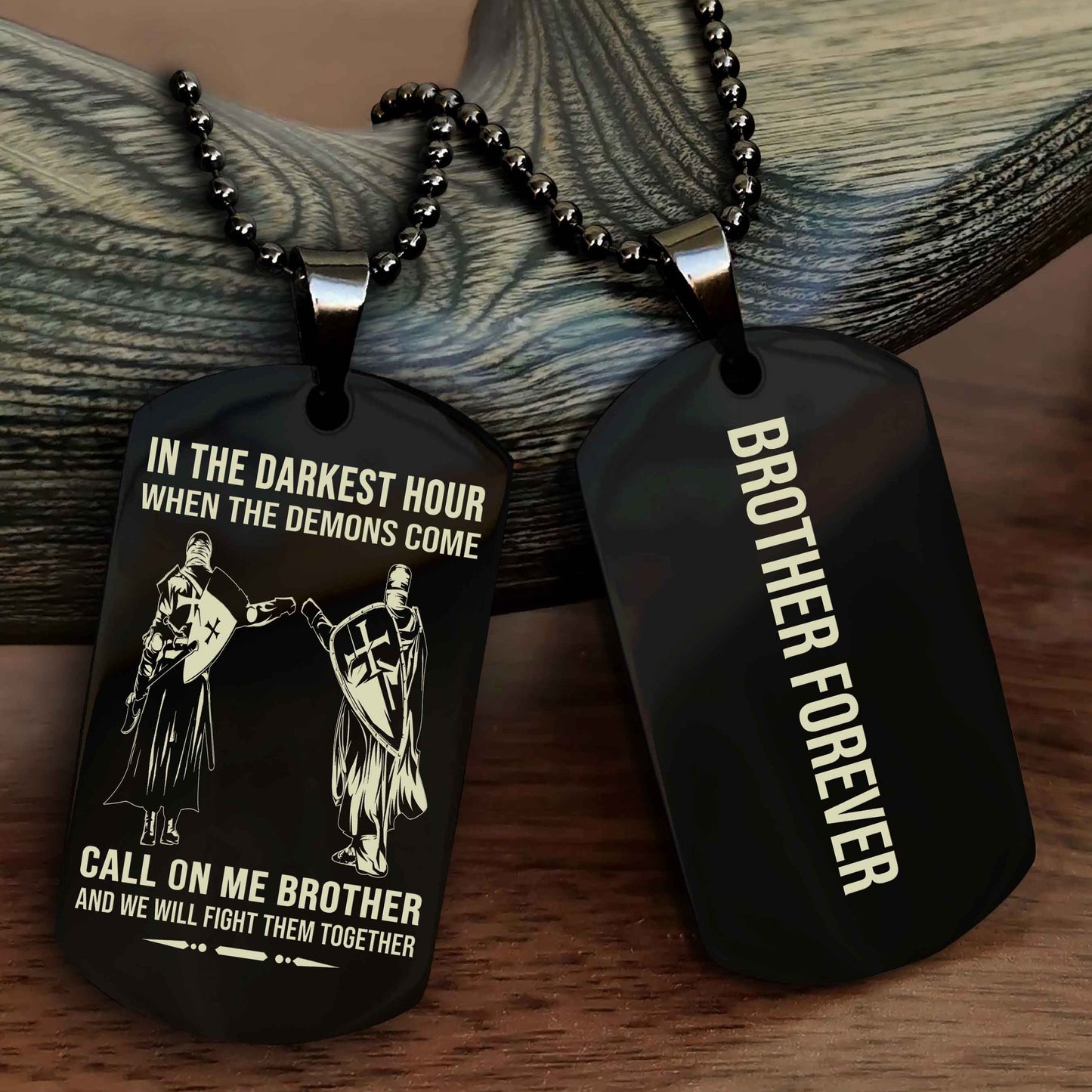 drb customizable engraved black dog tag double sided gift from brother, brother forevers