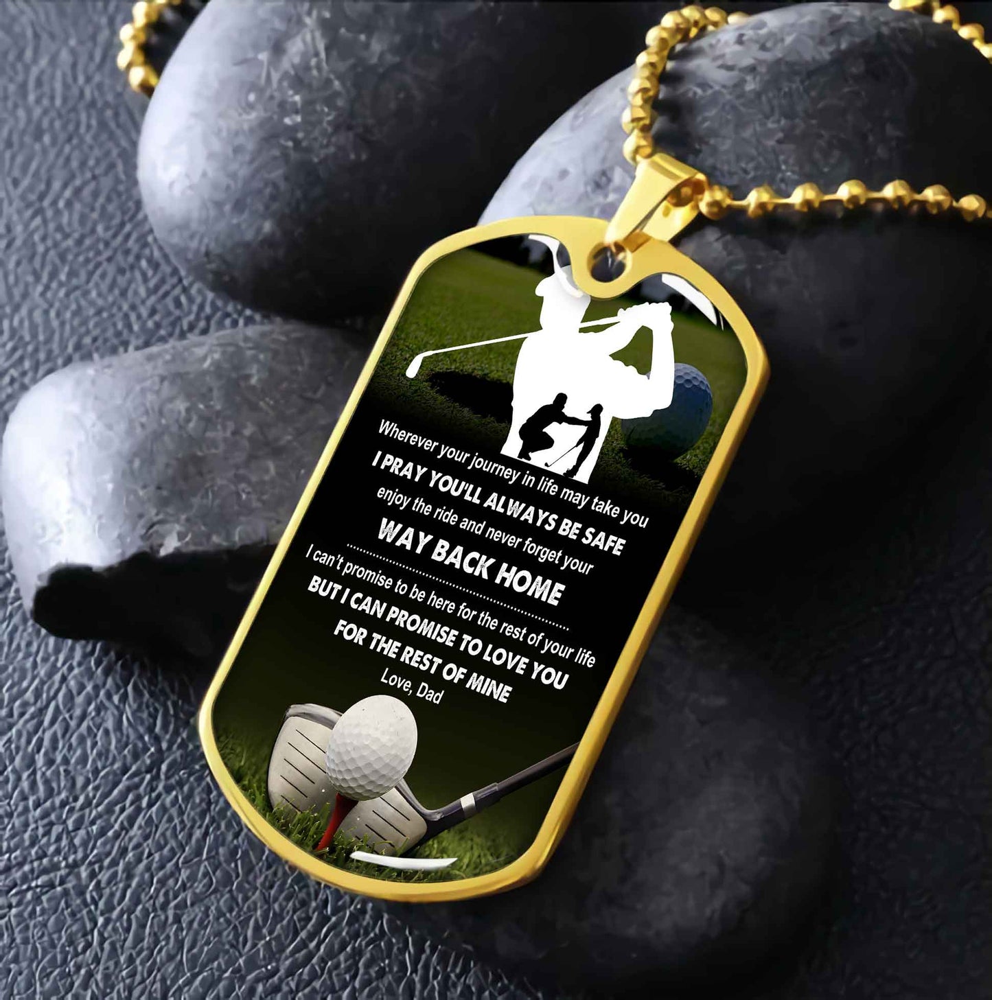 sport military chain 18k gold plated silver plated to my son from dad motivation message